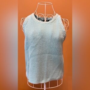 525 America Sleeveless Cotton Knit Sweater Top Blue Size Small